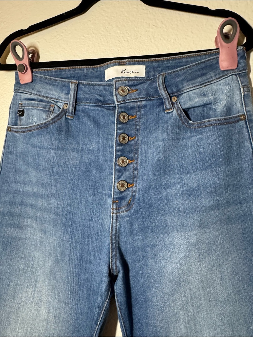 KanCan High-Rise Button-Fly Jeans — Light Blue